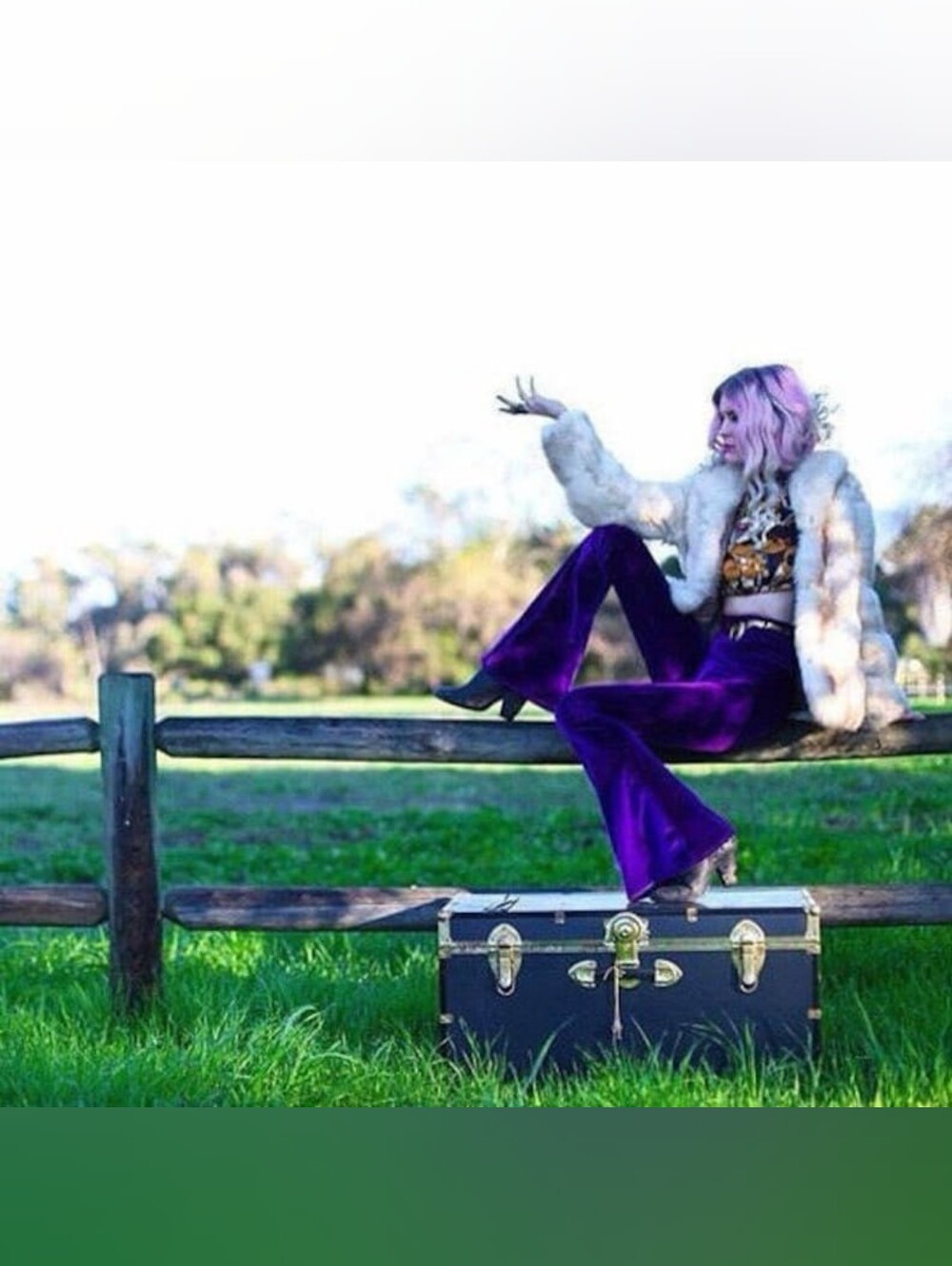 Purple Velvet Flare Pants